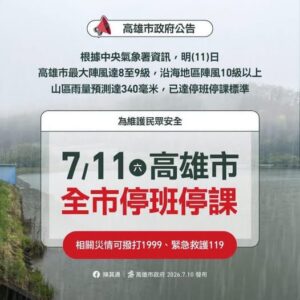 佳特實業-20260711-颱風休診一日